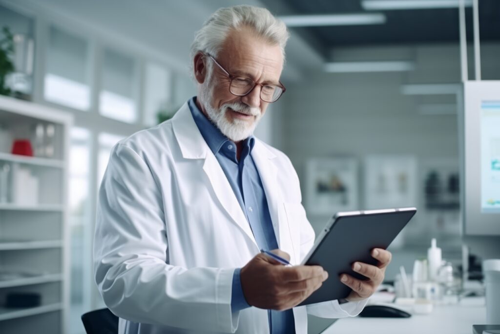 doctor with tablet